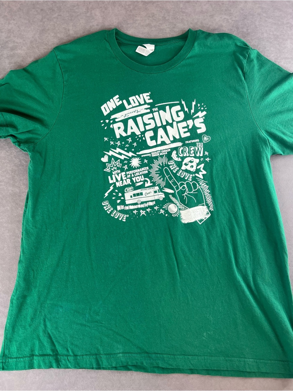 Men's Green Crew Neck Tee with Bella+Canvas Tag